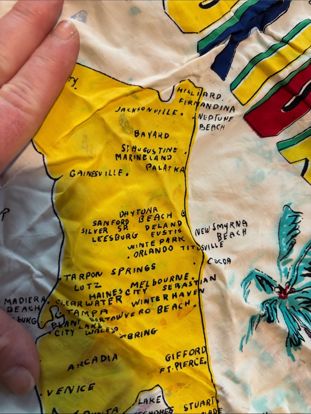 Vintage Delta Air Lines Florida Print Green Border Silk Scarf - Picture 17 of 17